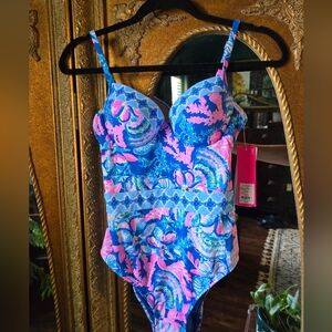 Lilly Pulitzer Blue & Pink One-Piece Swim
